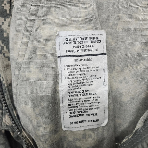 Men's camouflage jacket coat size large long full zipper army combat un… - Picture 5 of 9